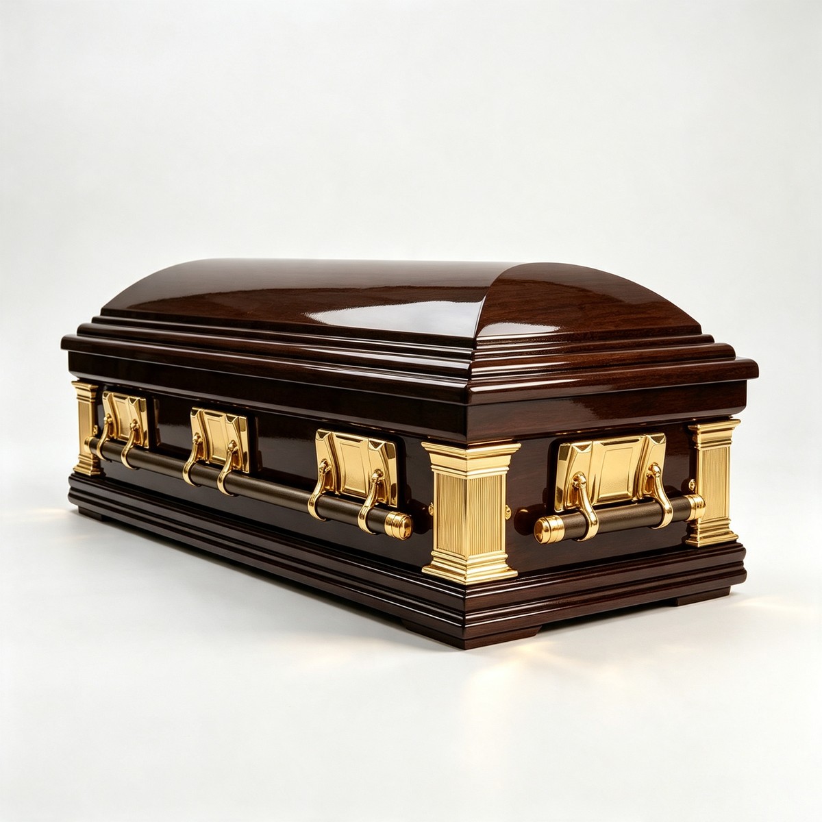 Dark Coffee Gloss American Round-top Gold-fittings Casket
